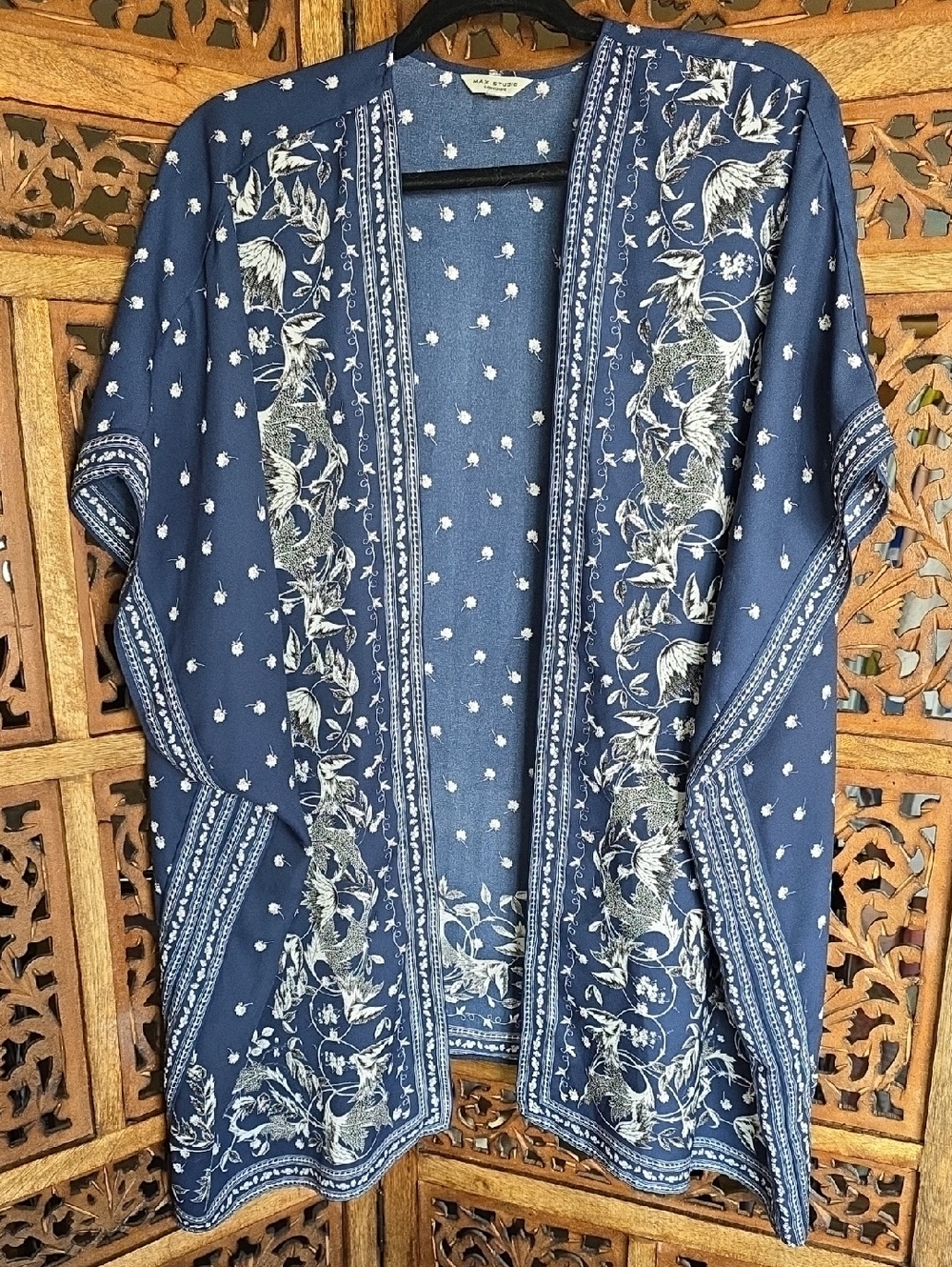 Max Studio Blue Floral Print Kimono